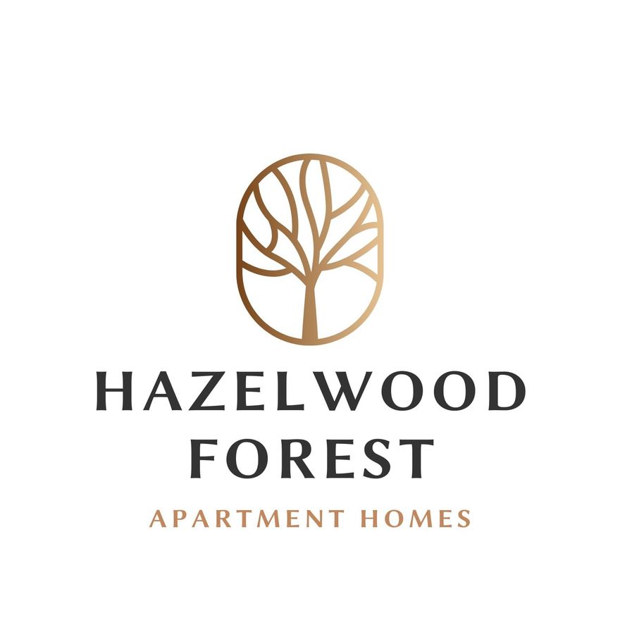 hazelwood forest with tree and words 