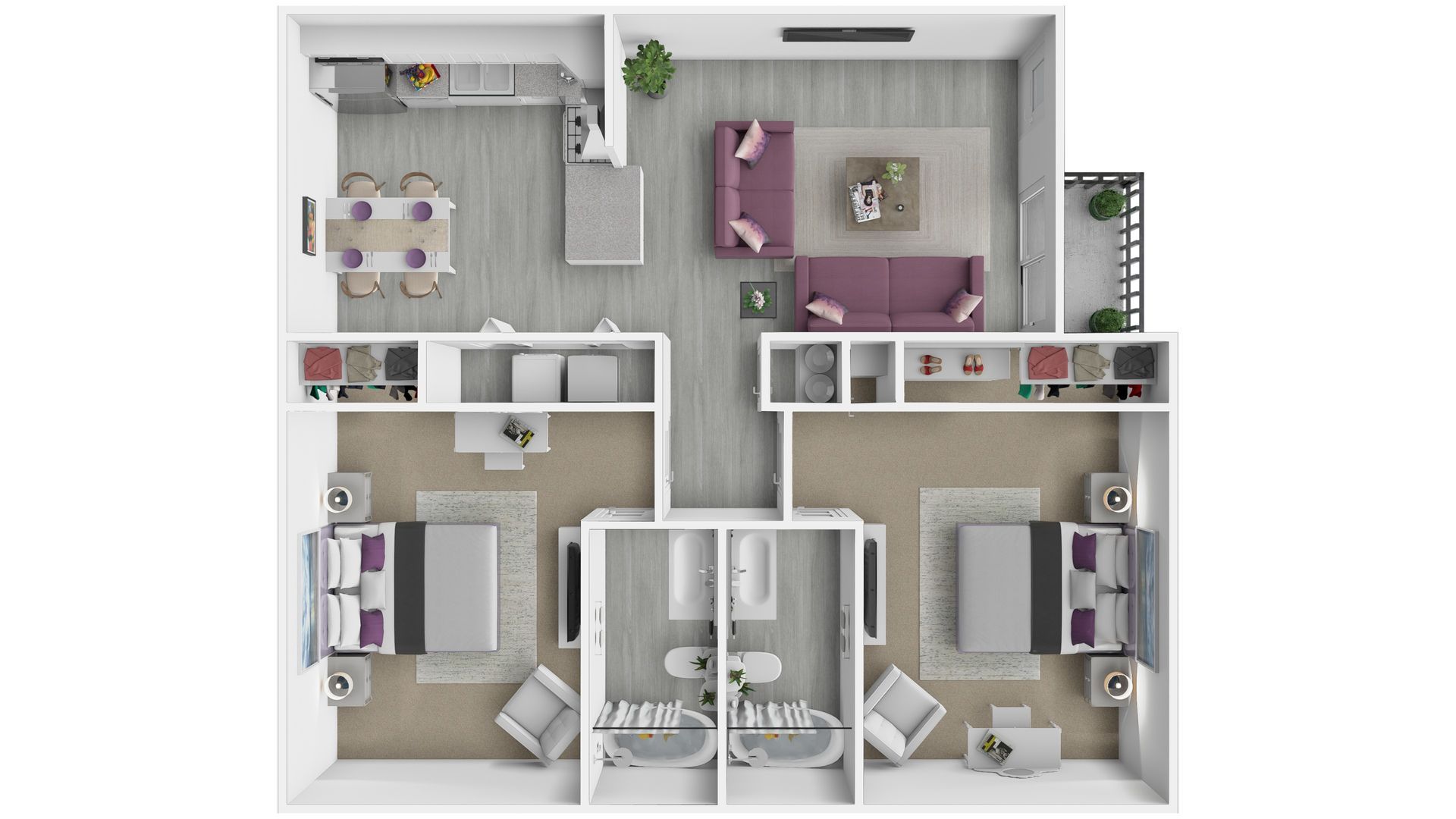 floor plan for 2 bed 2 bathroom