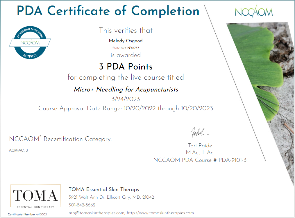 PDA Certificate Awarded for completing a course, with 3 PDA points and details about the course and issuing organization.