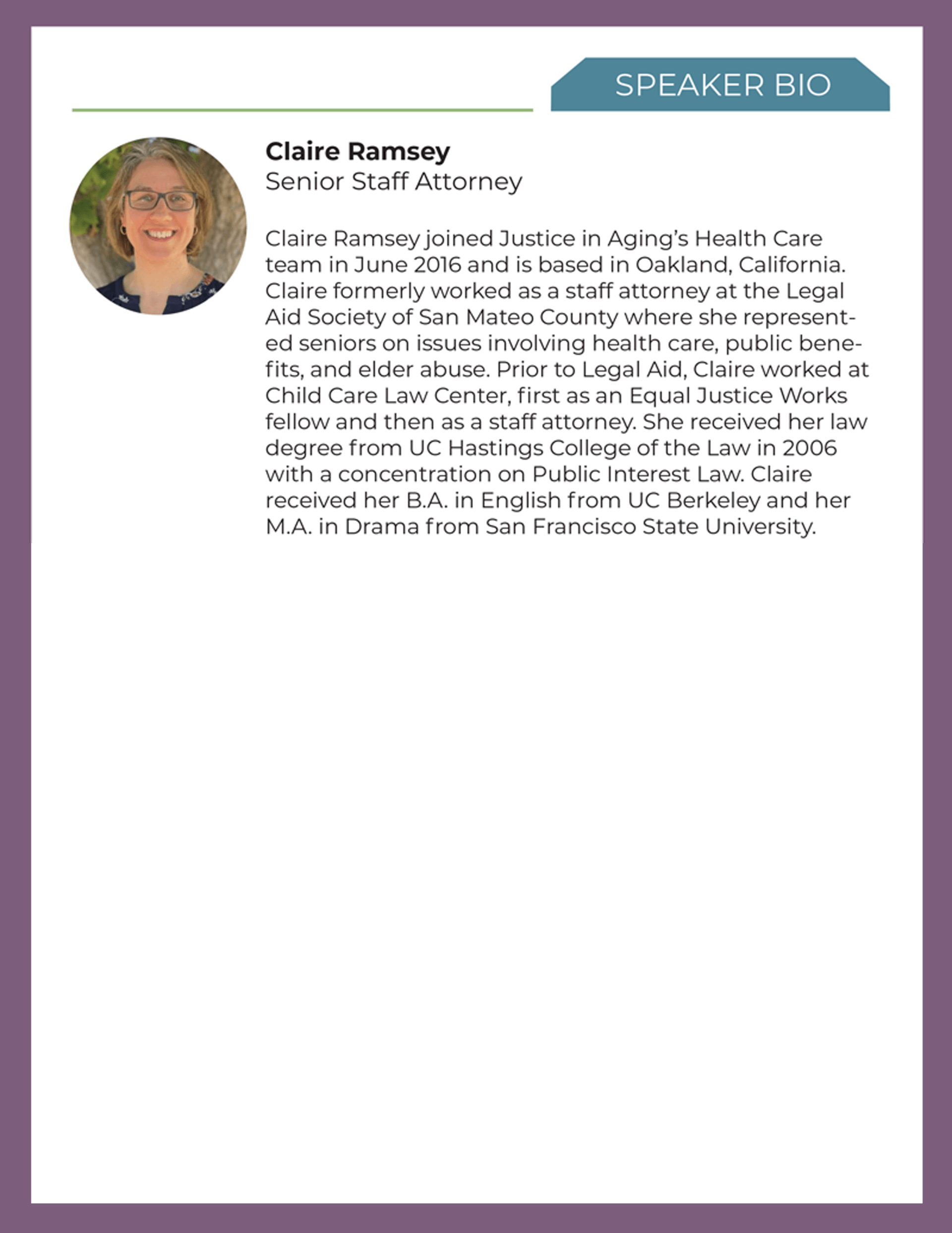 Biography of Biography of Claire Ramsey