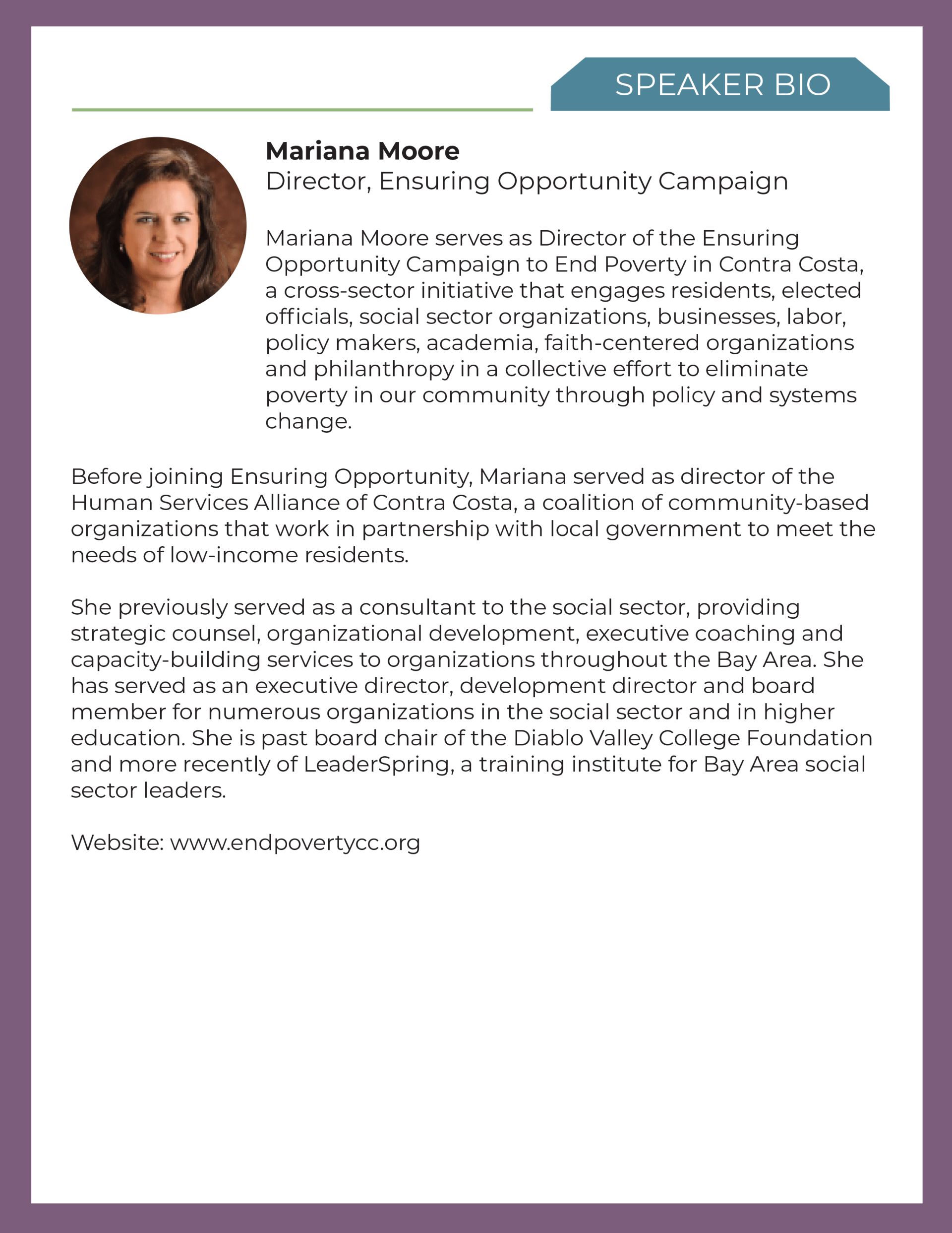 Biography of Mariana Moore