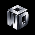 Silver 3D geometric logo with a diamond-cut cube on a black background