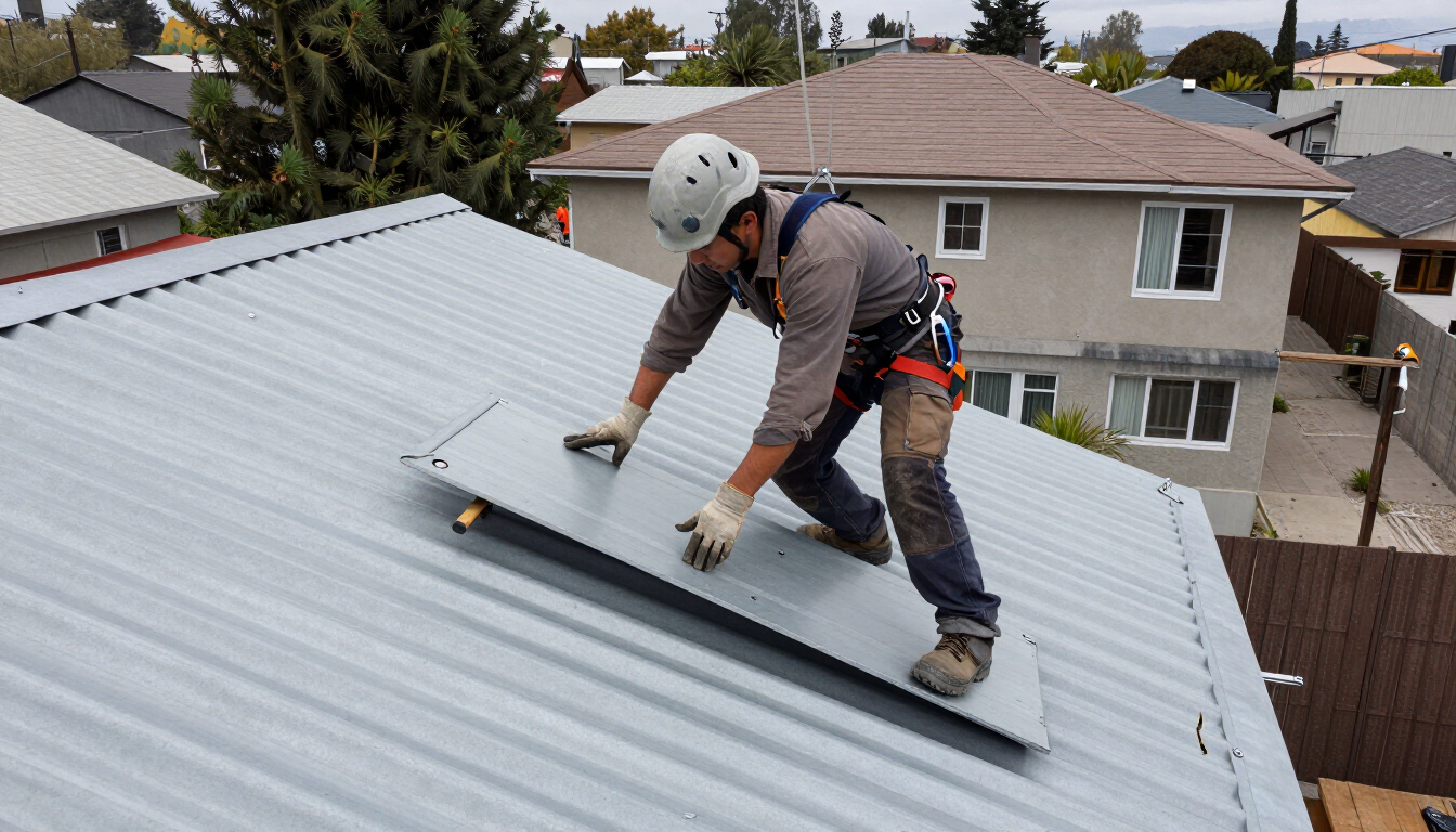Reparación de techo residencial en Santiago