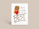 Handwritten card with a woman illustration and the message “You’re simply the BEST”