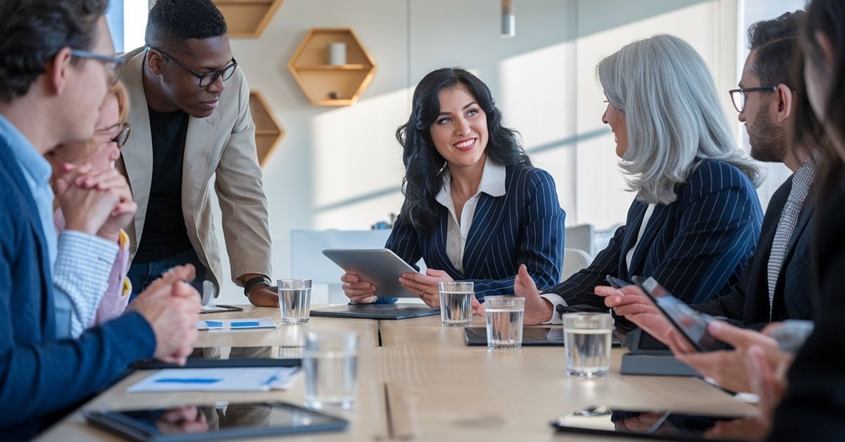 Business team engaged in a strategic discussion around a boardroom table, representing the importanc