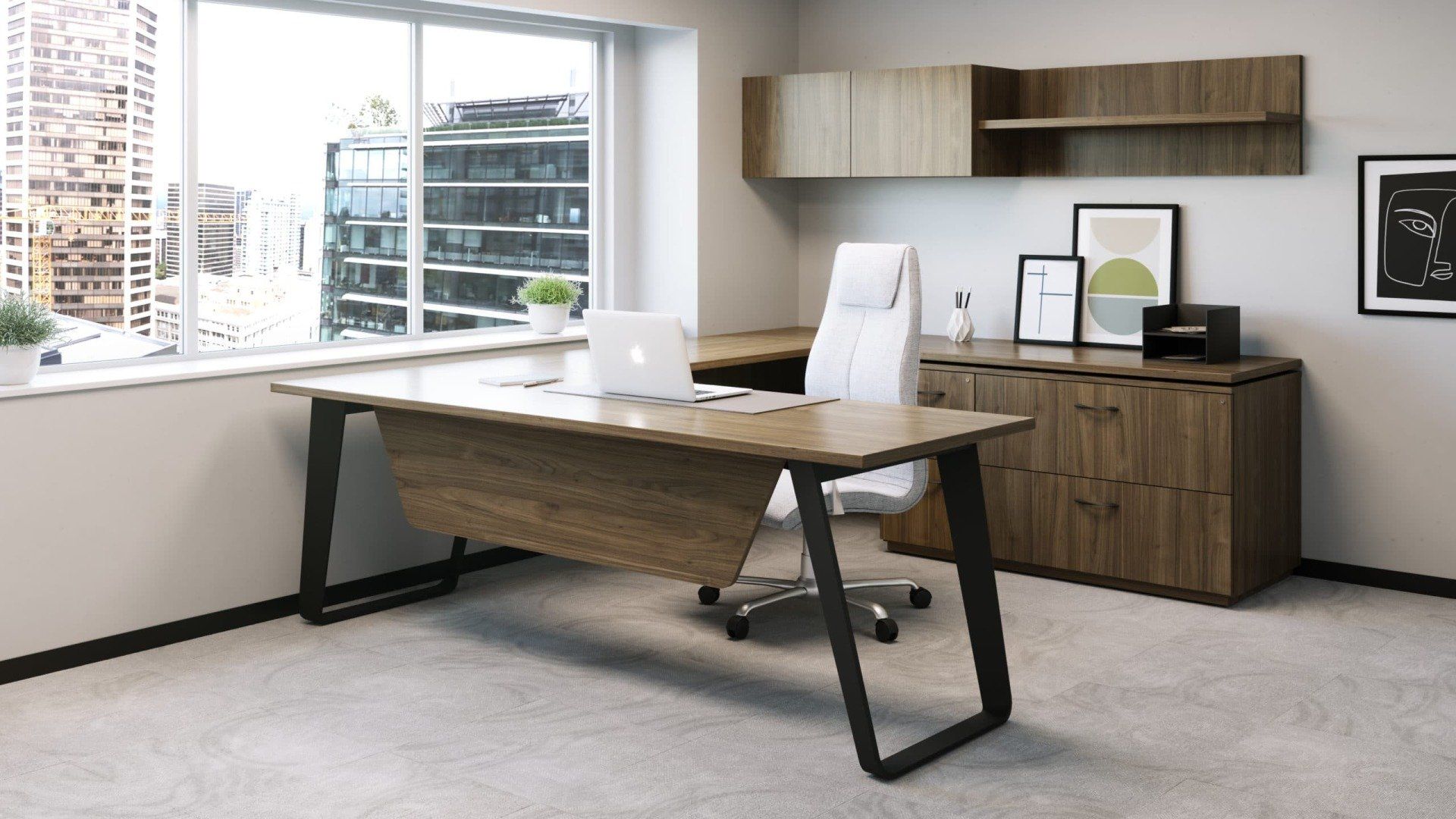 Deskmakers Ribbon mid-century modern executive U-shape desk