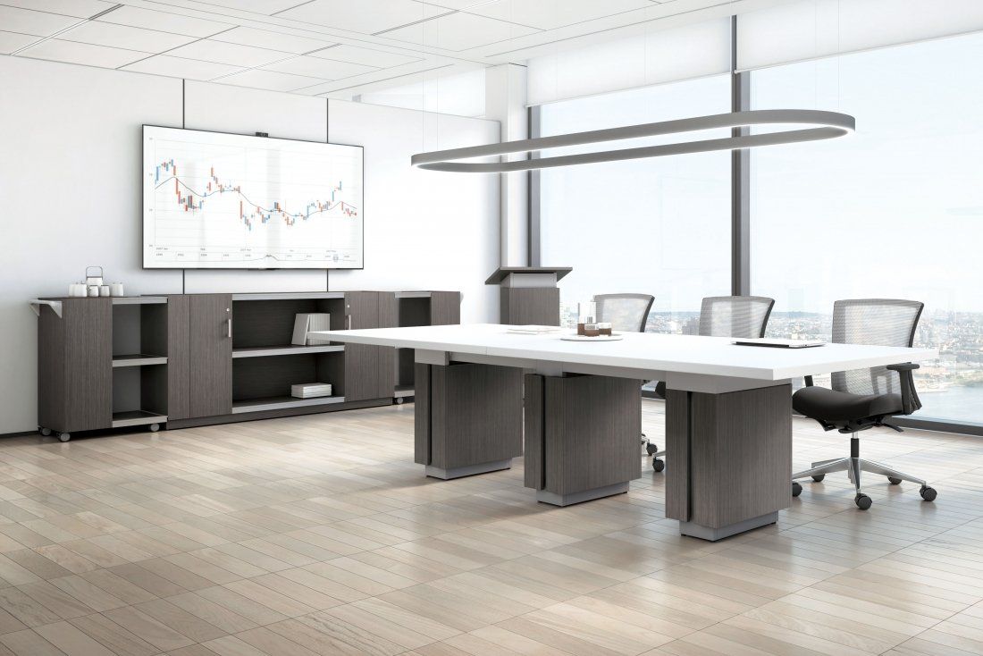 Zira conference table with coordinating storage