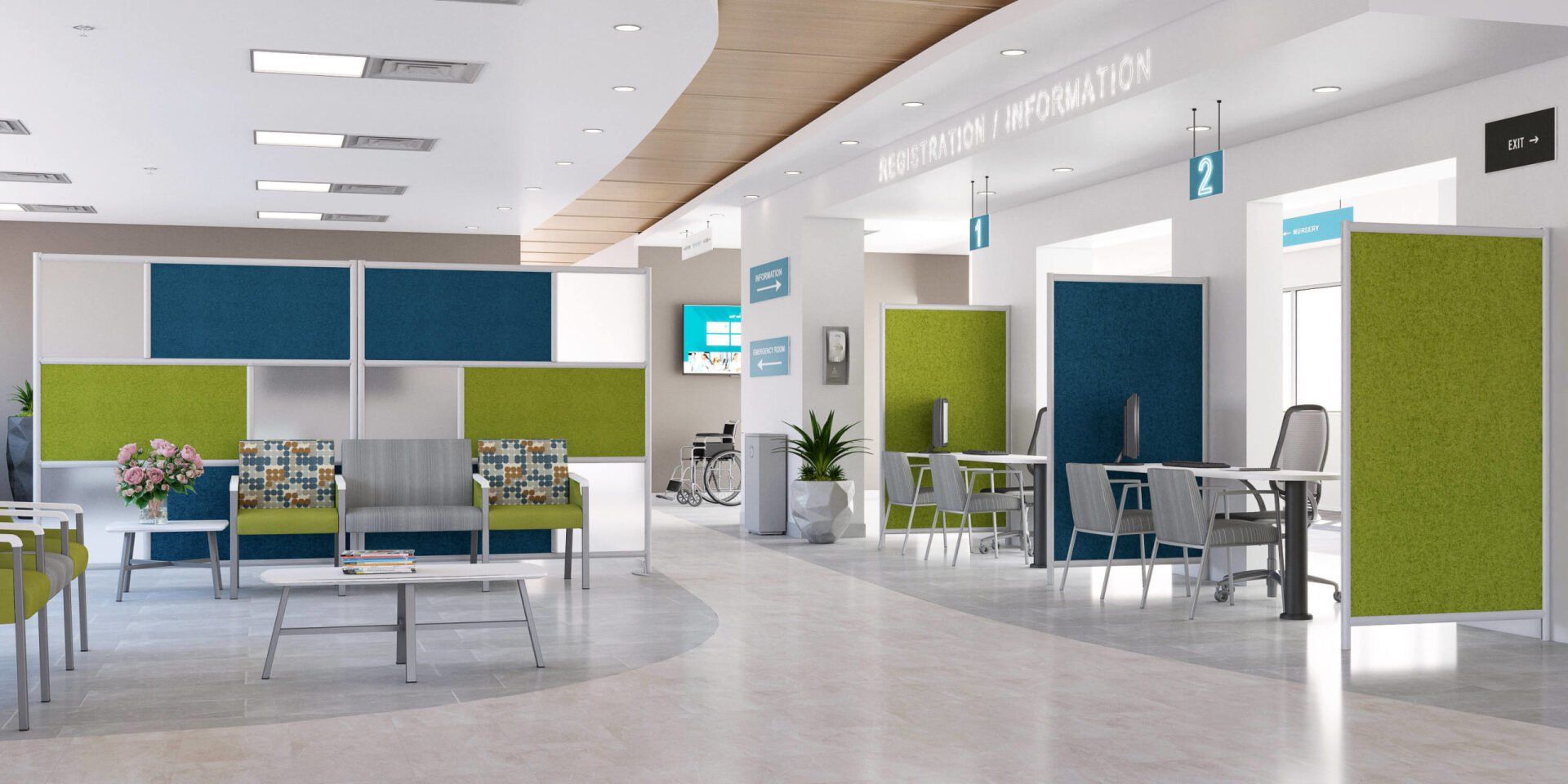 MergeWorks Villa Wall & Urban Wall room dividers (healthcare)