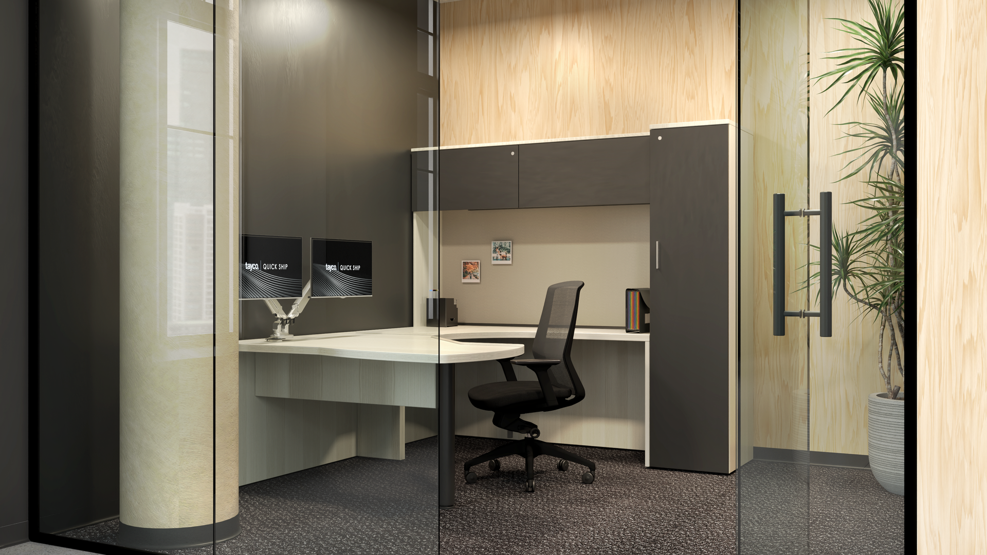 stack of papers with space plans and rendering of a room
