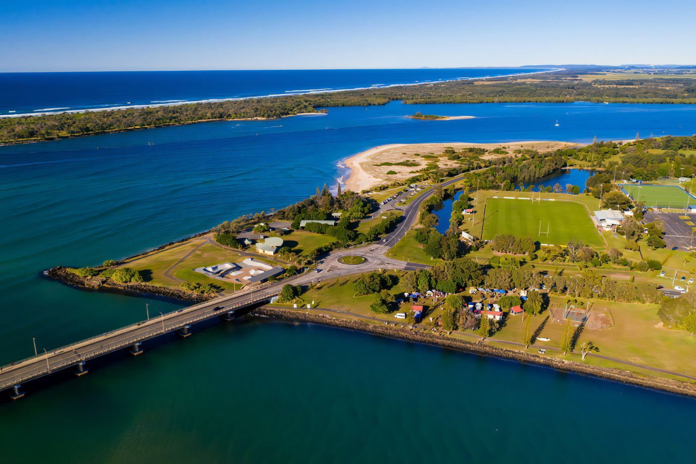 An Aerial View of a Bridge Over a Body of Water — Revive Training in Ballina, NSW