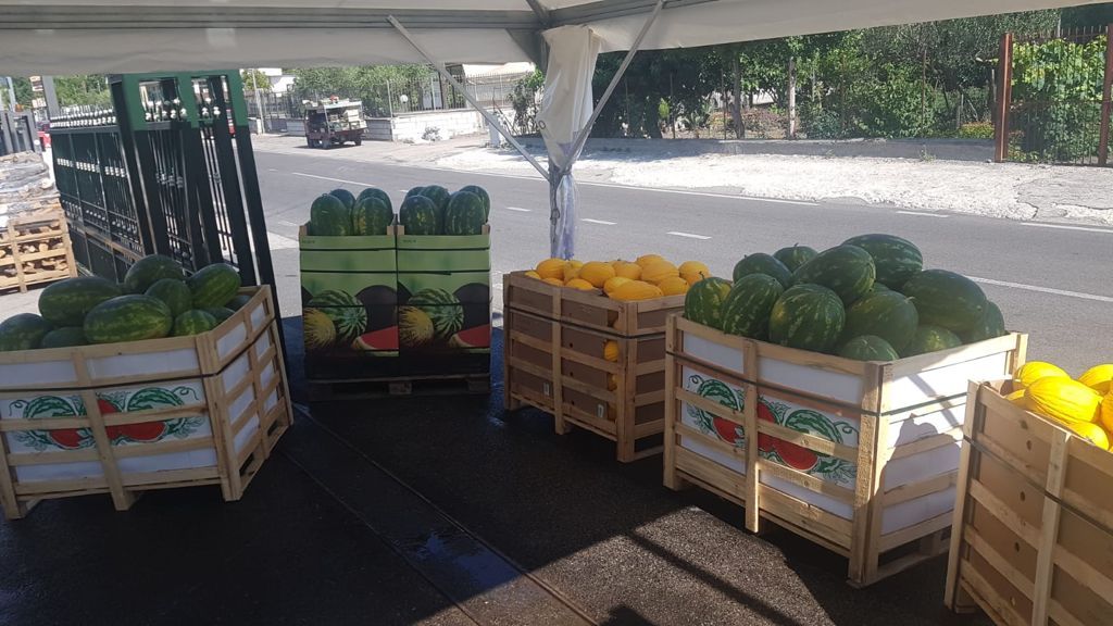 banchetti per la vendita al dettaglio di angurie e cocomeri