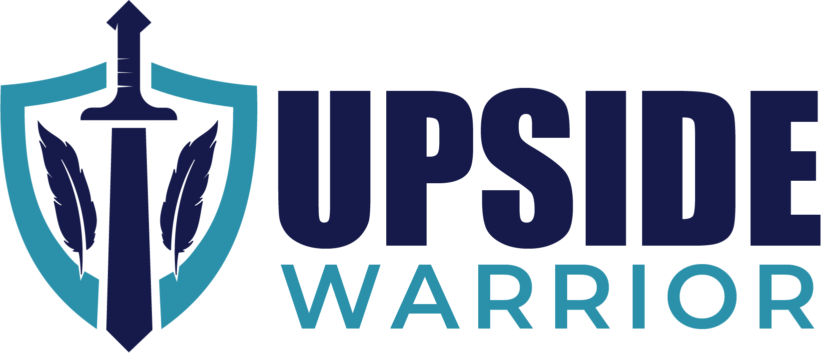 Logo with a sword, shield, and text
