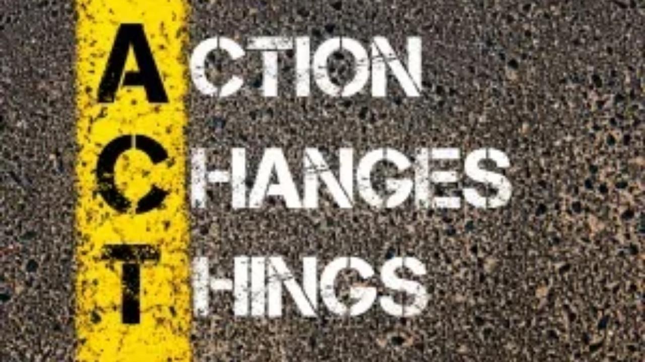 A yellow line on the road says action changes things