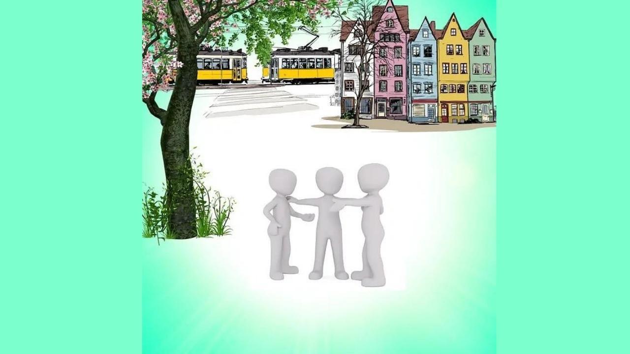A group of people standing next to each other in front of a train.