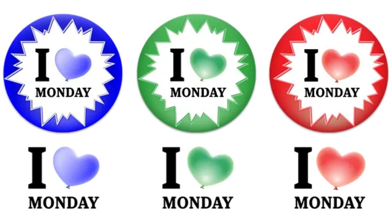 Three circles with the words i love monday on them