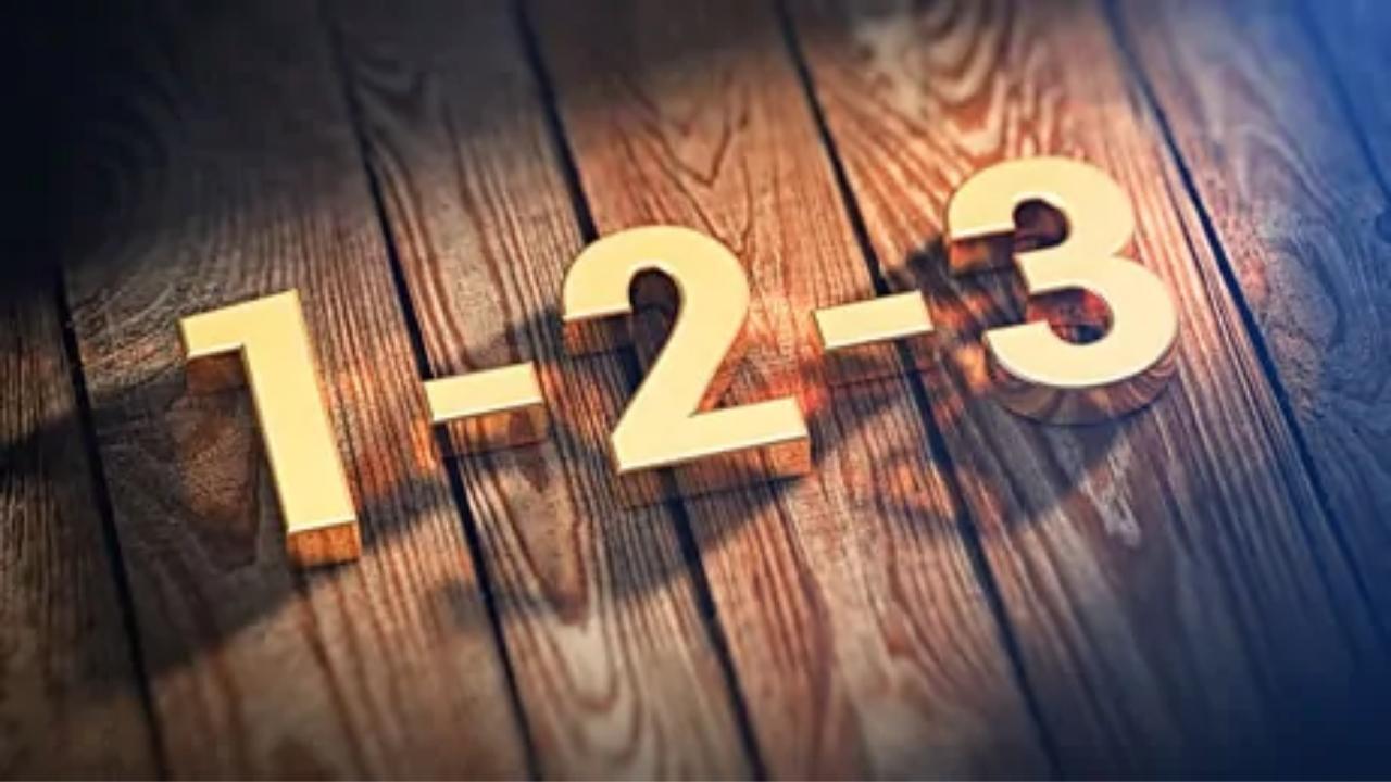 The numbers 1-2-3 are on a wooden surface.