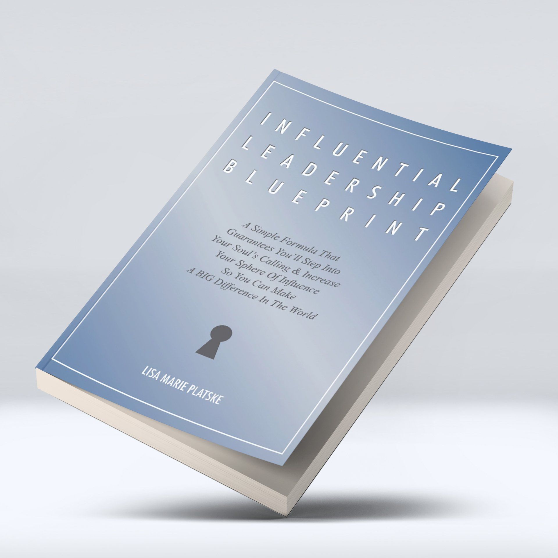 A book titled influential leadership blueprint is floating in the air
