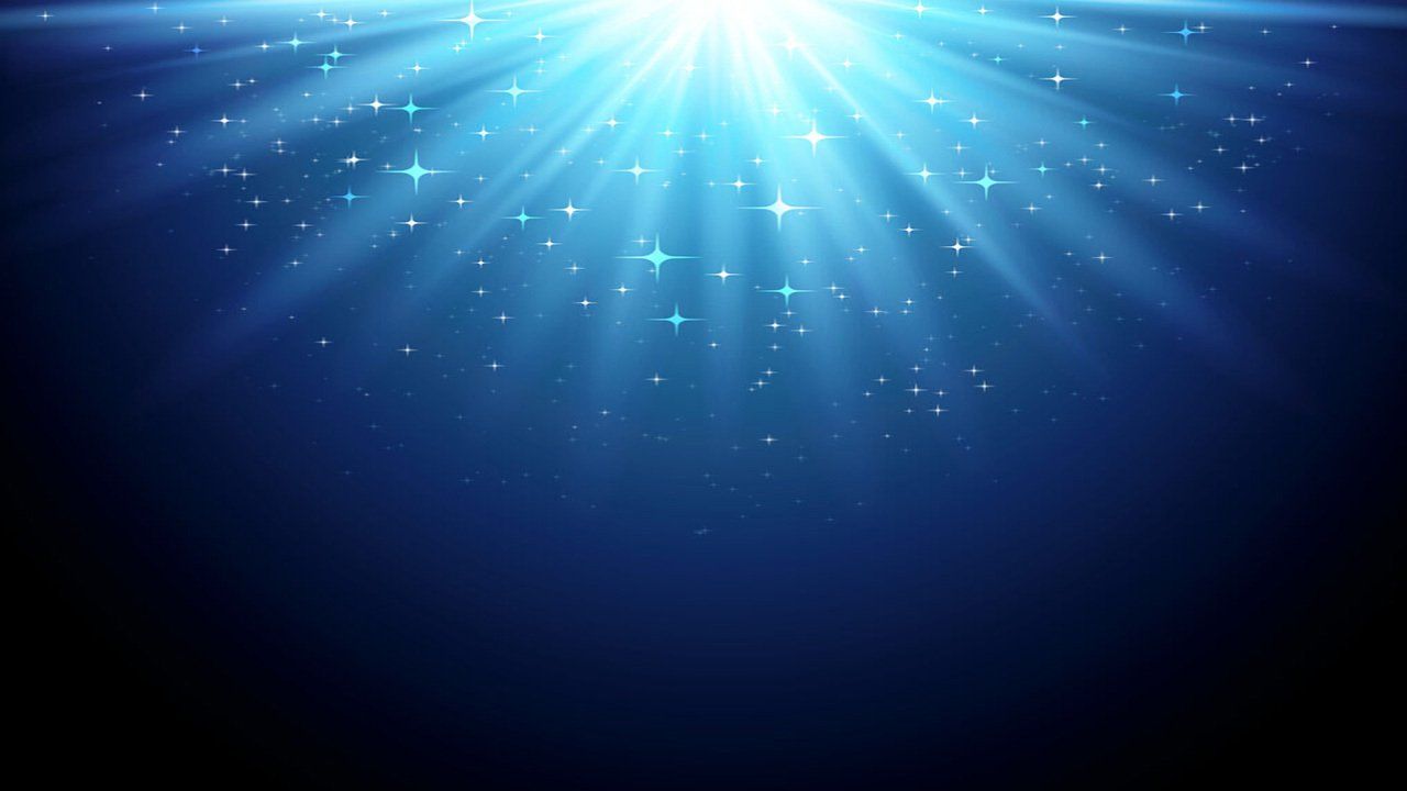 The sun is shining through the stars on a dark blue background.