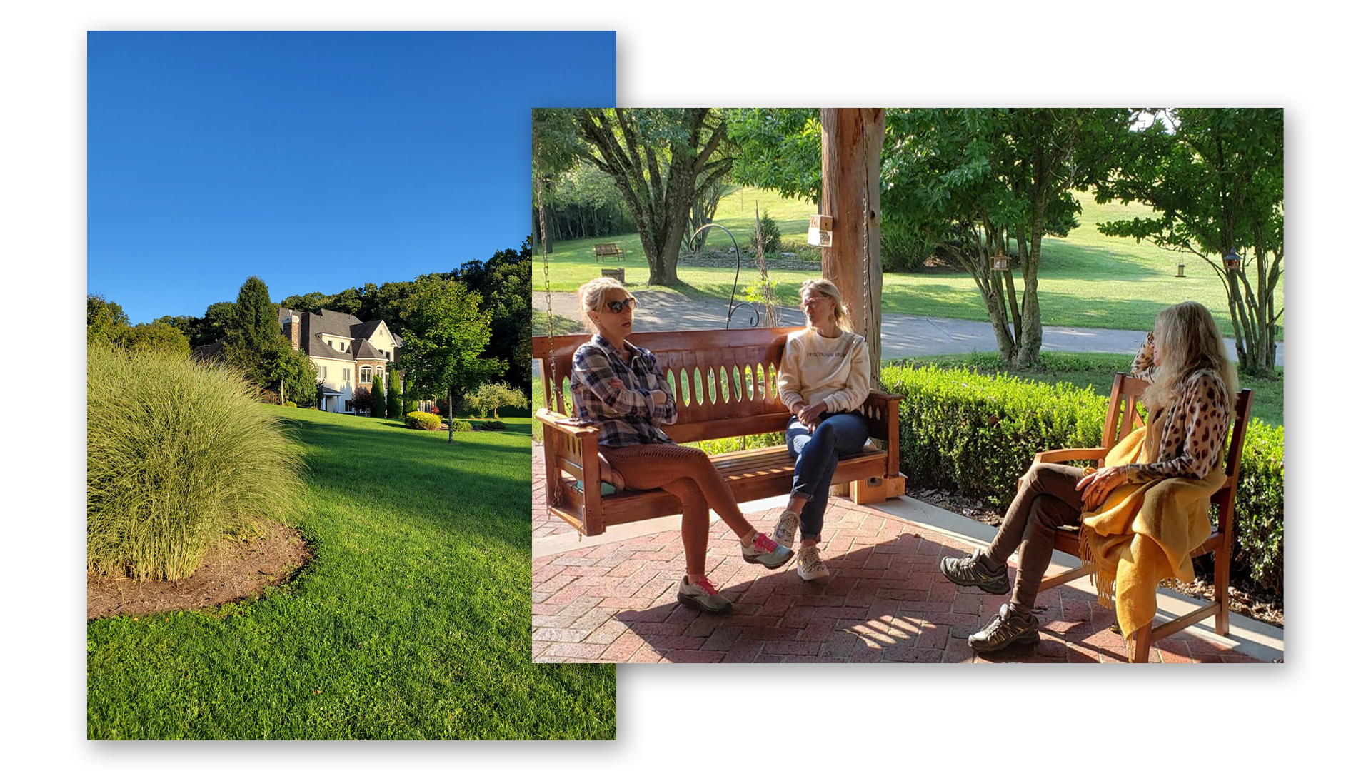 A group of people are sitting on a bench in a park.