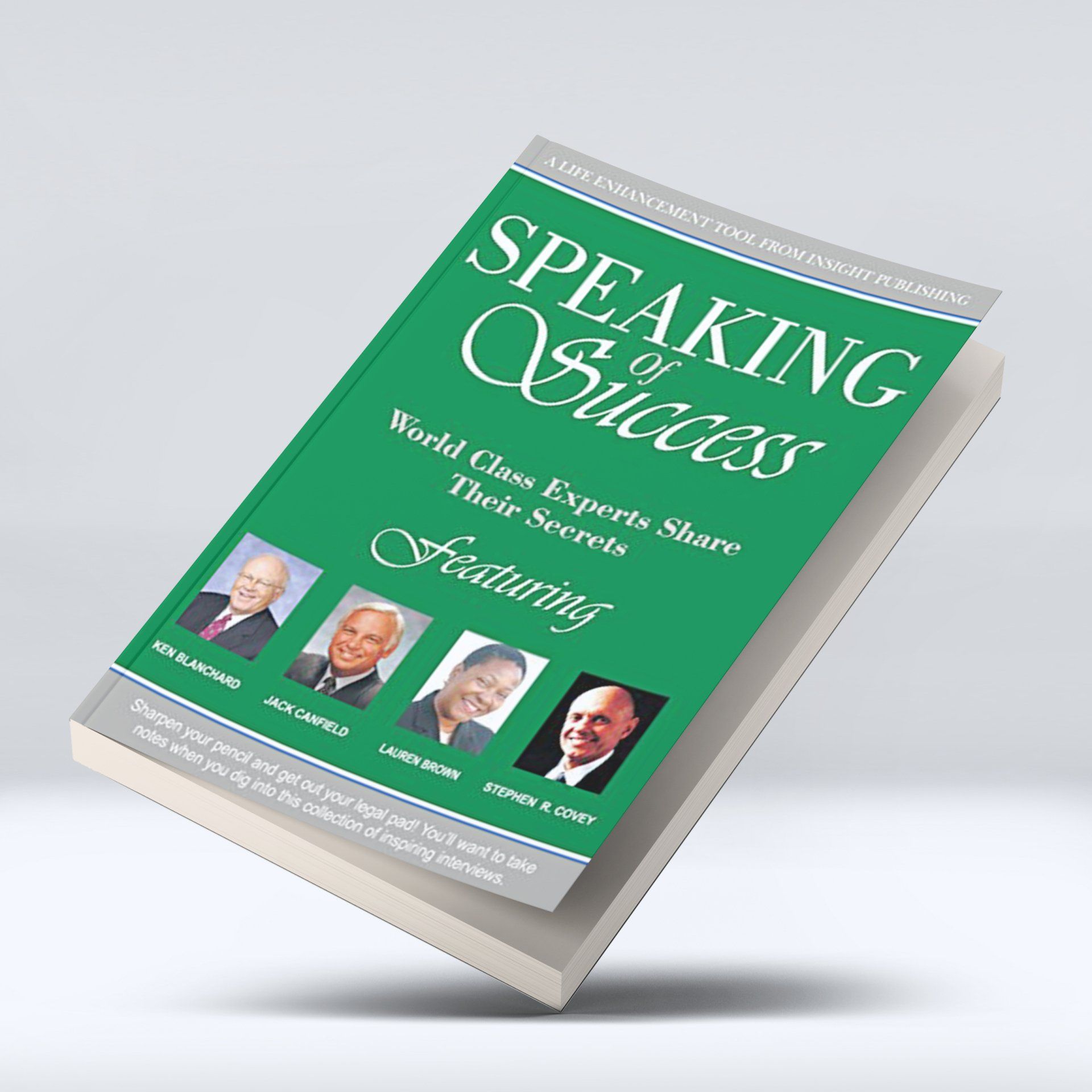 A book titled speaking of success is sitting on a table