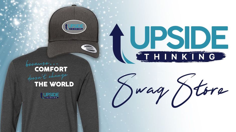 Upside thinking swag store has a hat and a shirt