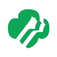 The girl scout logo is a green cloud with two women 's faces inside of it.