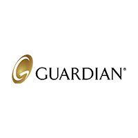 The logo for guardian is a gold and black logo on a white background.
