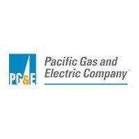 The logo for pacific gas and electric company is blue and white.