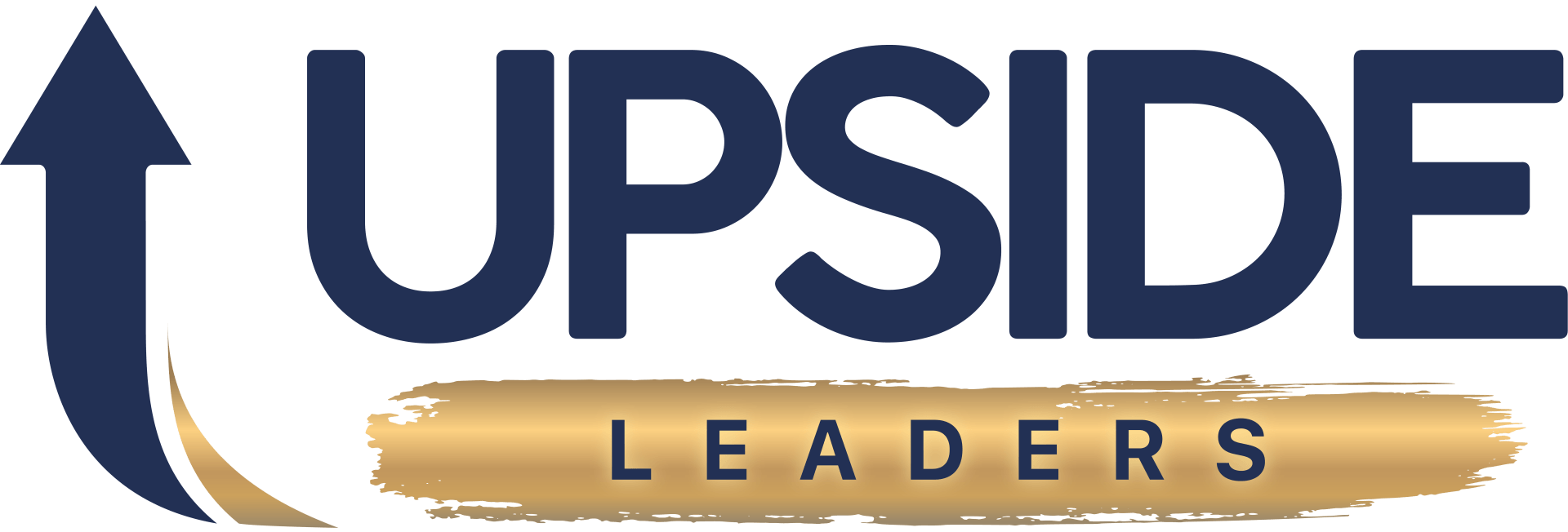 A logo for upside leaders with an arrow pointing up.