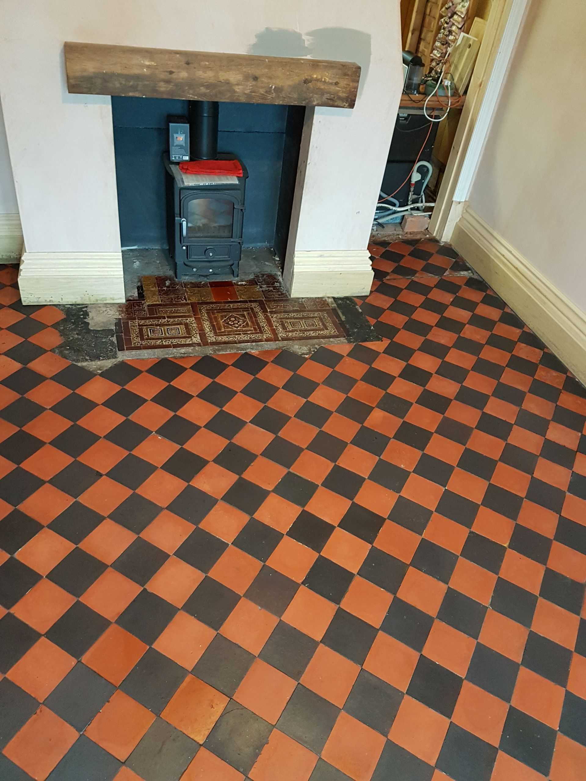 HISTORICAL VICTORIAN ERA OLD QUARRY & HANDMADE CERAMIC FIREPLACE TILES RESTORATION IN WHALEY RANGE