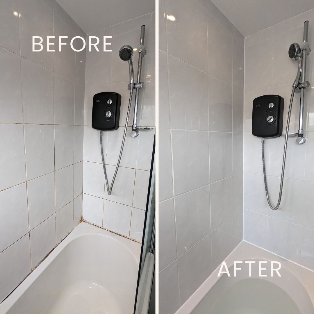 Shower cubicle grout cleaning silicone sealant replacement