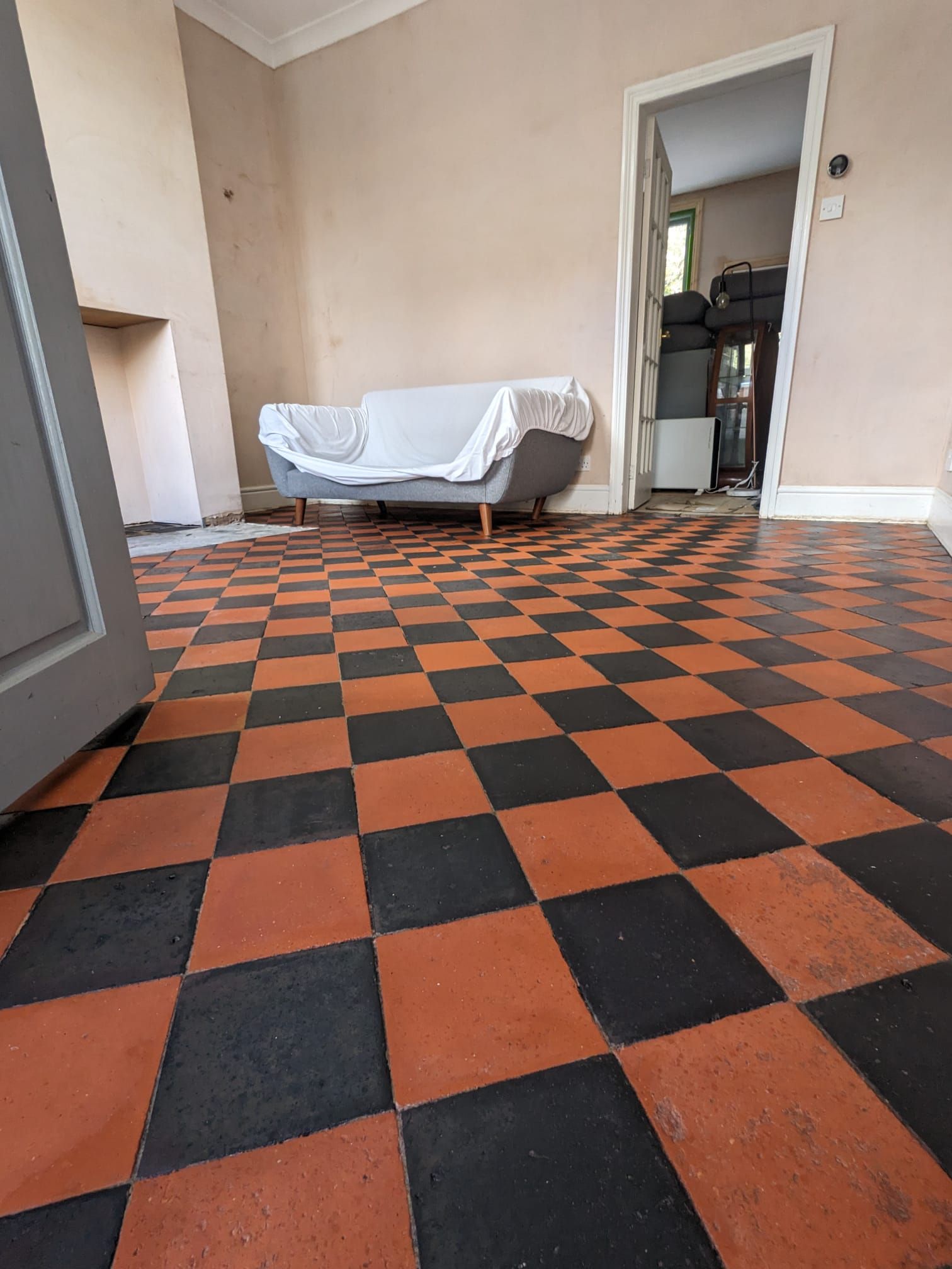 Deep cleaning, sealing and restoring a quarry tiled floor in Stockport, Greater Manchester