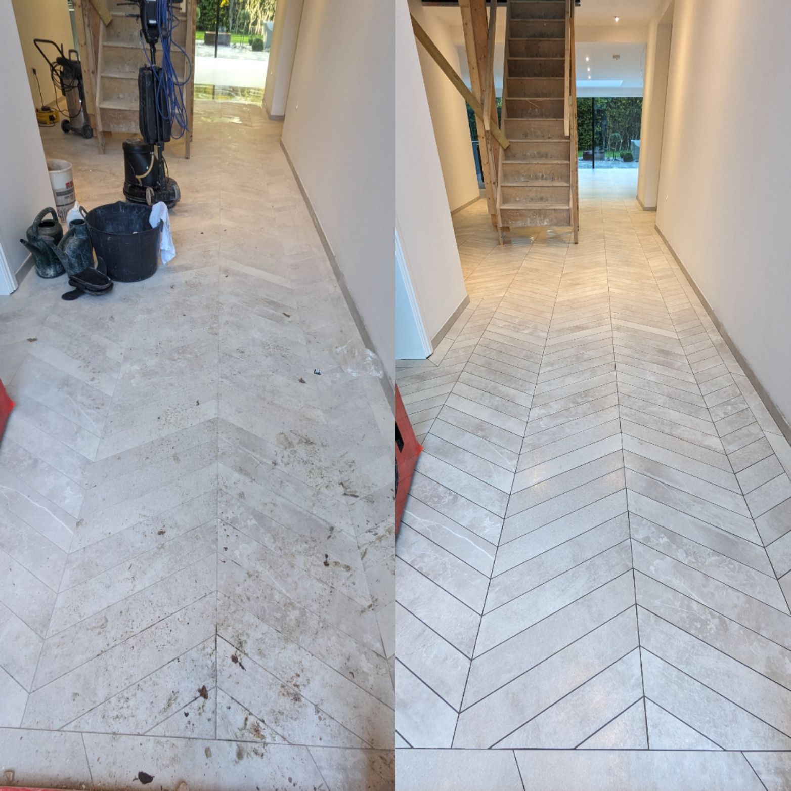 Porcelain tiles deep cleaning and sealing in Manchester, Chester and Liverpool. Post construction clean