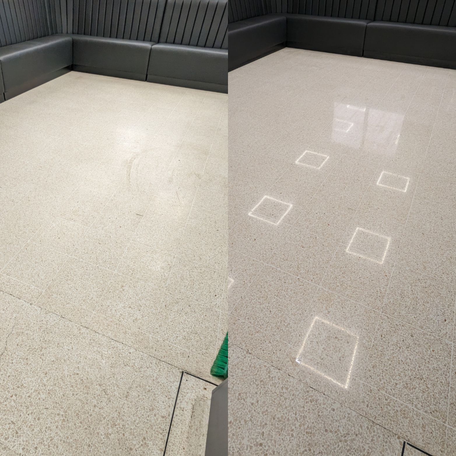 Terrazzo floor restoration, deep cleaning and polishing (up to 3000 grit), project in Burnley,
QTC based in Wigan, Hindley, Lancashire
