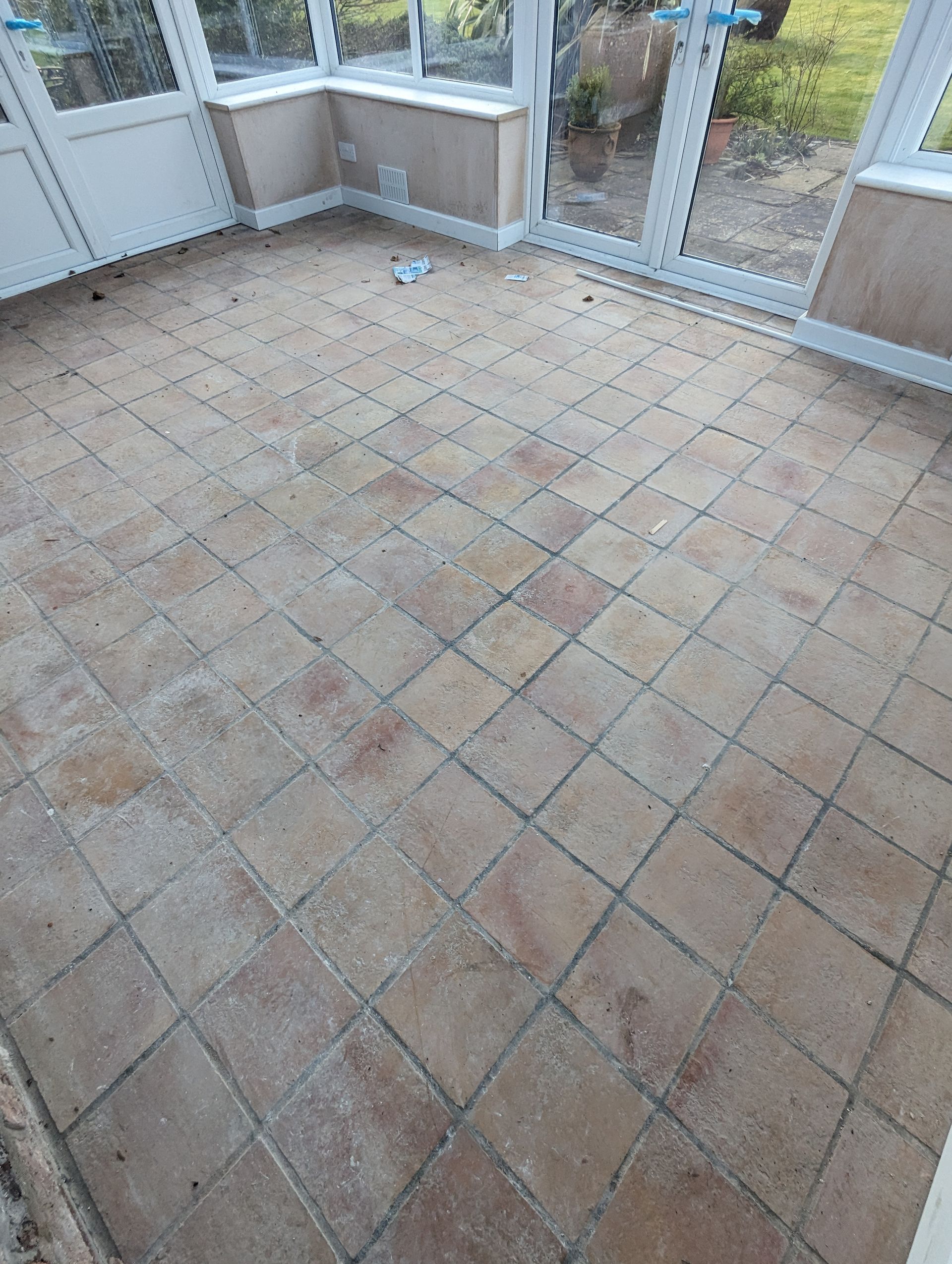TERRACOTTA TILES AND GROUT DEEP CLEANING AND SEALING IN KNUTSFORD, CHESHIRE, Manchester