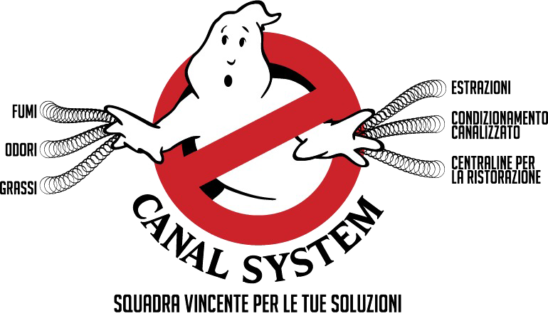 Logo in stile Ghostbusters con un fantasma stilizzato all'interno di un simbolo rosso di