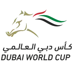 HBA Media | The Dubai World Cup logo, featuring a stylised gold horse head with a flowing mane in red, green, and black.