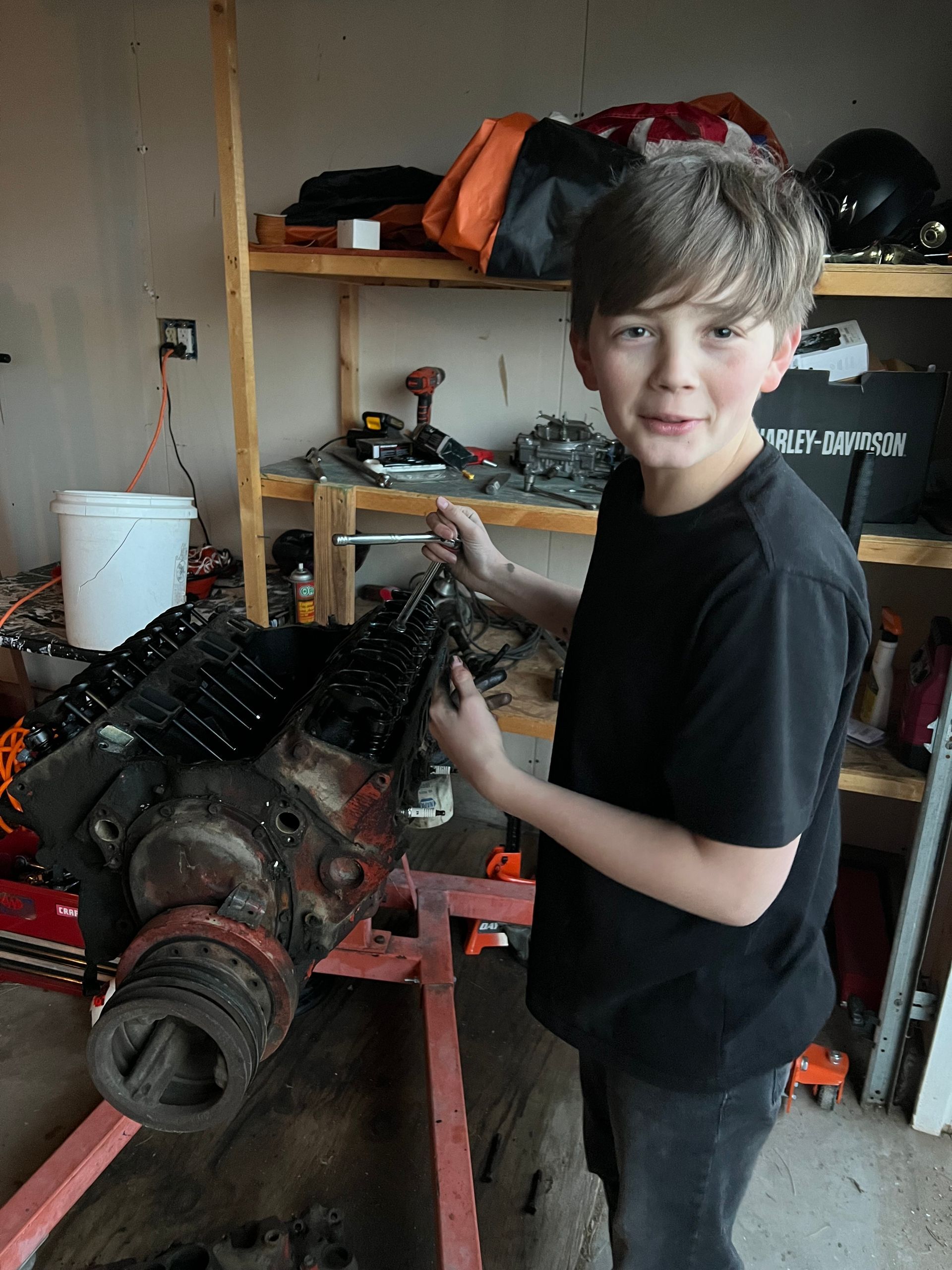 Braxton Helping Build a motor
