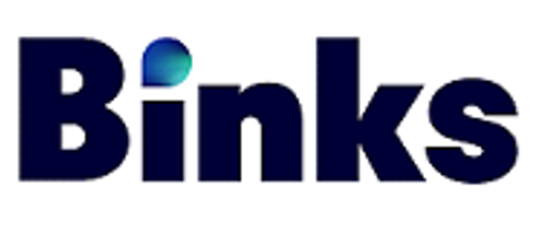 A blue and white logo for binks a carlisle brand
