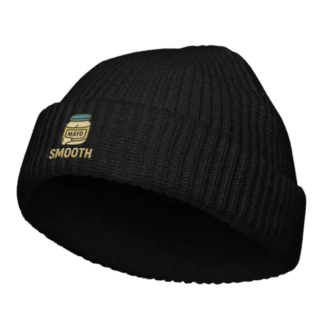 Knit Fisherman Beanie - Smooth Mayo Black