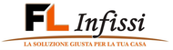 FlInfissi logo with black and orange letters and the slogan “La soluzione giusta per la tua casa” beneath.