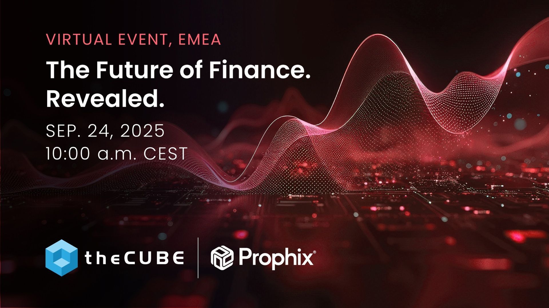 Promotional graphic for virtual finance event by theCube and Prophix on September 24, 2025.