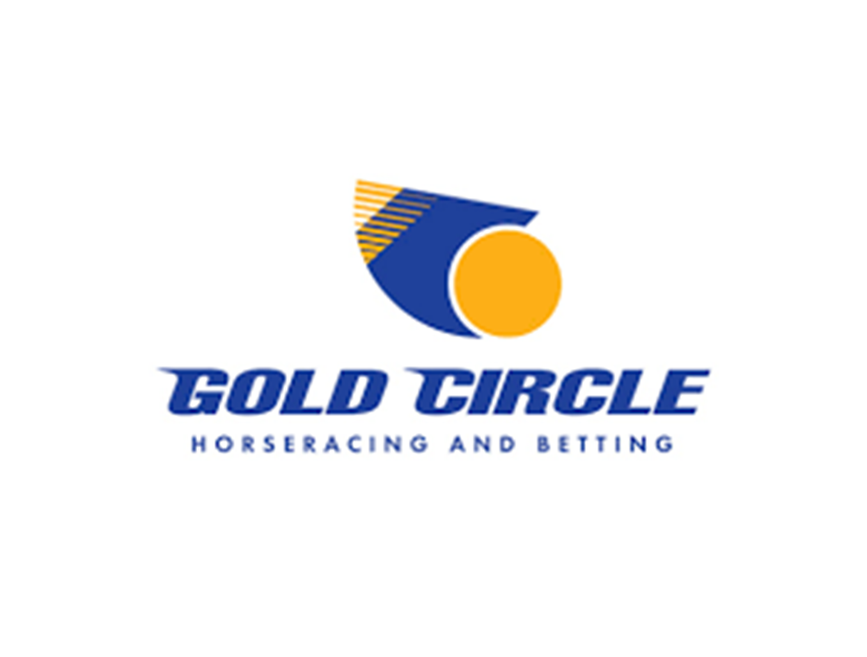 Gold Circle logo: Blue and gold abstract design above text "Gold Circle Horseracing and Betting".