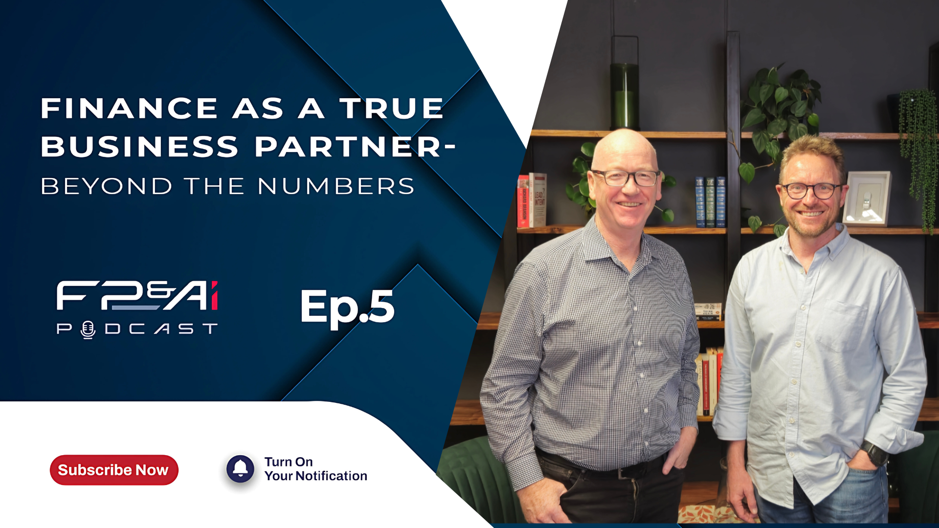 Podcast episode cover: Two men stand side-by-side. Text: 