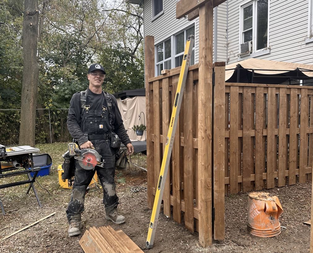 technician holding a blower