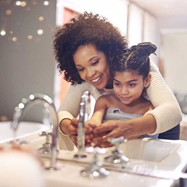 woman washing hands
