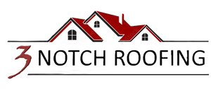 3 Notch Roofing logo with red stylized roof lines and black text on a white background