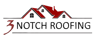3 Notch Roofing logo with red stylized roof lines and black text on a white background