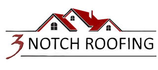 3 Notch Roofing logo with red stylized roof lines and black text on a white background