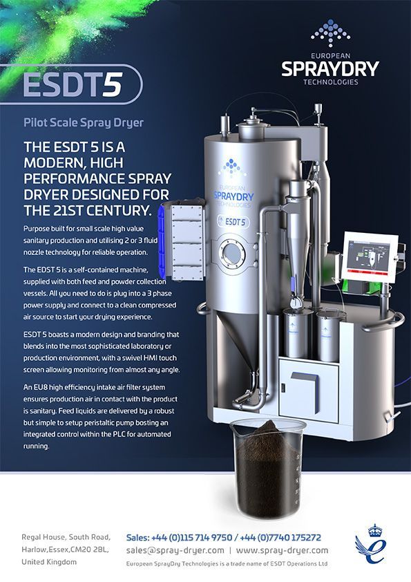 Click to download PDF ESDT 5 Pilot Scale Spray Dryer